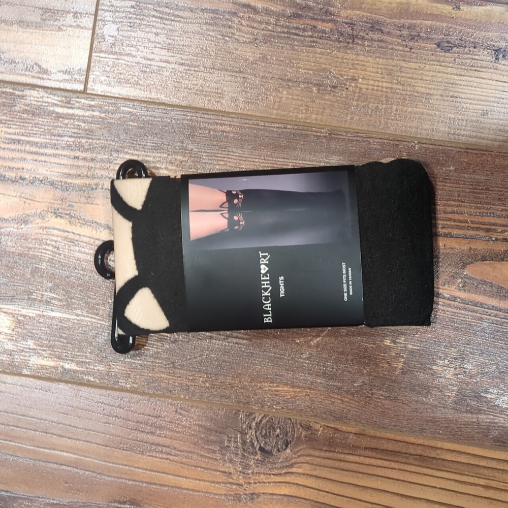 Black Heart Kitty Tights